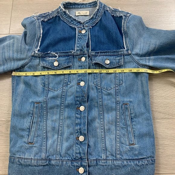 Madewell Distressed Collarless Denim Jacket Thunder Cloud - Picture 12 of 12